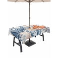 thumbnail image 1 of Outdoor Tablecloth with Umbrella Hole and Zipper, Orange Blue Starfish Coastal Rectangle Table Cloth 60x102 Inch Waterproof Tablecloth, Nautical Beach Eucalyptus Picnic Table Cover for Patio Camping, 1 of 7