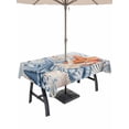 thumbnail image 1 of Outdoor Tablecloth with Umbrella Hole and Zipper, Orange Blue Starfish Coastal Rectangle Table Cloth 60x120 Inch Waterproof Tablecloth, Summer Beach Eucalyptus Vintage Picnic Table Cover for Patio, 1 of 7