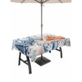 thumbnail image 1 of Outdoor Tablecloth with Umbrella Hole and Zipper, Orange Blue Starfish Coastal Rectangle Table Cloth 60x84 Inch Waterproof Tablecloth, Summer Beach Eucalyptus Picnic Table Cover for Patio Camping, 1 of 7