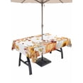thumbnail image 1 of Outdoor Tablecloth with Umbrella Hole and Zipper, Orange Fall Rectangle Table Cloth 52x70 Inch Waterproof Tablecloth, Thanksgiving Pumpkins Sunflower Maple Leaf Picnic Table Cover for Patio Camping, 1 of 7