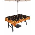 thumbnail image 1 of Outdoor Tablecloth with Umbrella Hole and Zipper, Orange Fall Rectangle Table Cloth 54x80 Inch Waterproof Tablecloth, Black Maple Leaf Pumpkins Thanksgiving Picnic Table Cover for Patio Camping, 1 of 7