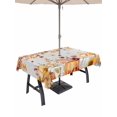 thumbnail image 1 of Outdoor Tablecloth with Umbrella Hole and Zipper, Orange Fall Rectangle Table Cloth 54x80 Inch Waterproof Tablecloth, Thanksgiving Pumpkins Sunflower Grey Picnic Table Cover for Patio Camping, 1 of 7