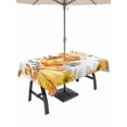 thumbnail image 1 of Outdoor Tablecloth with Umbrella Hole and Zipper, Orange Fall Rectangle Table Cloth 60x102 Inch Waterproof Tablecloth, Thanksgiving Weeping Maple Leaf Pumpkins Picnic Table Cover for Patio Camping, 1 of 7
