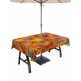 thumbnail image 1 of Outdoor Tablecloth with Umbrella Hole and Zipper, Orange Fall Rectangle Table Cloth 60x84 Inch Waterproof Tablecloth, Pumpkins Thanksgiving Maple Leaf Picnic Table Cover for Patio Camping, 1 of 7