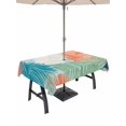 thumbnail image 1 of Outdoor Tablecloth with Umbrella Hole & Zipper, Orange Green Blue Palm Leaves Rectangle Tablecloth 52x70 Inch, Summer Tropical Botanical Patio Table Cover Waterproof Table Cloth for Picnic/Party, 1 of 7