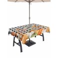 thumbnail image 1 of Outdoor Tablecloth with Umbrella Hole and Zipper, Orange Green Fall Rectangle Table Cloth 60x120 Inch Waterproof Tablecloth, Pumpkins Maple Leaf Thanksgiving Plaid Picnic Table Cover for Patio, 1 of 7
