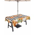thumbnail image 1 of Outdoor Tablecloth with Umbrella Hole and Zipper, Orange Green Pumpkins Fall Rectangle Table Cloth 60x102 Inch Waterproof Tablecloth, Thanksgiving Botanical Plaid Picnic Table Cover for Patio Camping, 1 of 7