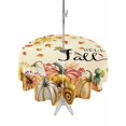thumbnail image 1 of Outdoor Tablecloth with Umbrella Hole and Zipper, Orange Hello Fall Round Table Cloth 54 Inch Waterproof Tablecloth, Thanksgiving Pumpkins Maple Leaf Picnic Table Cover for Patio Camping, 1 of 7