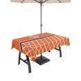thumbnail image 1 of Outdoor Tablecloth with Umbrella Hole and Zipper, Orange Morocco Rectangle Table Cloth 60x120 Inch Waterproof Tablecloth, Nautical Anchor Stripe Modern Geometric Picnic Table Cover for Patio Camping, 1 of 7