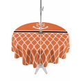 thumbnail image 1 of Outdoor Tablecloth with Umbrella Hole and Zipper, Orange Morocco Round Table Cloth 54 Inch Waterproof Tablecloth, Nautical Anchor Stripe Modern Geometric Picnic Table Cover for Patio Camping, 1 of 7