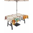 thumbnail image 1 of Outdoor Tablecloth with Umbrella Hole and Zipper, Orange Pumpkin Fall Rectangle Table Cloth 60x120 Inch Waterproof Tablecloth, Thanksgiving Botanical Sunflower Rustic Picnic Table Cover for Patio, 1 of 7