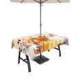 thumbnail image 1 of Outdoor Tablecloth with Umbrella Hole and Zipper, Orange Pumpkin Fall Rectangle Table Cloth 60x120 Inch Waterproof Tablecloth, Thanksgiving Eucalyptus Leaves Picnic Table Cover for Patio Camping, 1 of 7