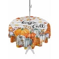 thumbnail image 1 of Outdoor Tablecloth with Umbrella Hole and Zipper, Orange Pumpkin Gnomes Fall Round Table Cloth 60 Inch Waterproof Tablecloth, Branches Thanksgiving Leaves Wooden Picnic Table Cover for Patio Camping, 1 of 7