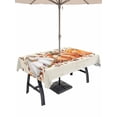thumbnail image 1 of Outdoor Tablecloth with Umbrella Hole and Zipper, Orange Pumpkin Rectangle Table Cloth 60x102 Inch Waterproof Tablecloth, Thanksgiving Fall Leaves Floral Beige Picnic Table Cover for Patio Camping, 1 of 7