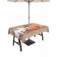 thumbnail image 1 of Outdoor Tablecloth with Umbrella Hole and Zipper, Orange Pumpkin Rectangle Table Cloth 60x84 Inch Waterproof Tablecloth, Thanksgiving Fall Leaves Botanical Wood Picnic Table Cover for Patio Camping, 1 of 7
