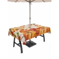 thumbnail image 1 of Outdoor Tablecloth with Umbrella Hole and Zipper, Orange Pumpkins Fall Rectangle Table Cloth 54x80 Inch Waterproof Tablecloth, Maple Leaf Thanksgiving Botanical Rustic Picnic Table Cover for Patio, 1 of 7