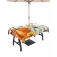 thumbnail image 1 of Outdoor Tablecloth with Umbrella Hole and Zipper, Orange Pumpkins Fall Rectangle Table Cloth 60x120 Inch Waterproof Tablecloth, Thanksgiving Botanical Sunflower Wooden Picnic Table Cover for Patio, 1 of 7