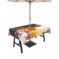 thumbnail image 1 of Outdoor Tablecloth with Umbrella Hole and Zipper, Orange Pumpkins Fall Rectangle Table Cloth 60x120 Inch Waterproof Tablecloth, Thanksgiving Sunflower Botanical Leaves Picnic Table Cover for Patio, 1 of 7