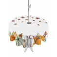 thumbnail image 1 of Outdoor Tablecloth with Umbrella Hole and Zipper, Orange Pumpkins Fall Round Table Cloth 54 Inch Waterproof Tablecloth, Thanksgiving Autumn Maple Leaf Sunflower Picnic Table Cover for Patio Camping, 1 of 7