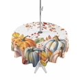 thumbnail image 1 of Outdoor Tablecloth with Umbrella Hole and Zipper, Orange Pumpkins Fall Round Table Cloth 60 Inch Waterproof Tablecloth, Thanksgiving Botanical Autumn Picnic Table Cover for Patio Camping, 1 of 7