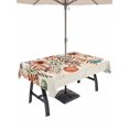 thumbnail image 1 of Outdoor Tablecloth with Umbrella Hole and Zipper, Orange Teal Fall Pumpkins Rectangle Table Cloth 54x80 Inch Waterproof Tablecloth, Weeping Botanical Thanksgiving Picnic Table Cover for Patio Camping, 1 of 7