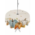 thumbnail image 1 of Outdoor Tablecloth with Umbrella Hole and Zipper, Orange White Pumpkin Fall Round Table Cloth 54 Inch Waterproof Tablecloth, Thanksgiving Floral Leaves Rustic Picnic Table Cover for Patio Camping, 1 of 7