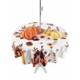 thumbnail image 1 of Outdoor Tablecloth with Umbrella Hole and Zipper, Orange Yellow Fall Round Table Cloth 54 Inch Waterproof Tablecloth, Pumpkins Botanical Thanksgiving Picnic Table Cover for Patio Camping, 1 of 7