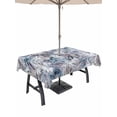 thumbnail image 1 of Outdoor Tablecloth with Umbrella Hole and Zipper, Palm Leaves Rectangle Table Cloth 54x80 Inch Waterproof Tablecloth, Spring Tropical Leaf Botanical Vintage Blue Picnic Table Cover for Patio Camping, 1 of 7