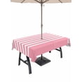 thumbnail image 1 of Outdoor Tablecloth with Umbrella Hole and Zipper, Pink Anchor Rectangle Table Cloth 52x70 Inch Waterproof Tablecloth, Modern Nautical White Geometric Stripes Picnic Table Cover for Patio Camping, 1 of 7