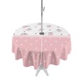 thumbnail image 1 of Outdoor Tablecloth with Umbrella Hole Zipper Pink Cherry Round Tablecloth 54" Waterproof Outside Table Cloth Elegant Pastoral Farmhouse Art Polka Dots Patio Table Cover Tablecloths for Picnic Party, 1 of 8