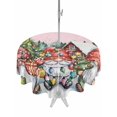 thumbnail image 1 of Outdoor Tablecloth with Umbrella Hole and Zipper, Pink Christmas Gnomes Round Table Cloth 54 Inch Waterproof Tablecloth, Xmas Winter Forest Pine Tree Picnic Table Cover for Patio Camping, 1 of 7