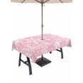 thumbnail image 1 of Outdoor Tablecloth with Umbrella Hole and Zipper, Pink Christmas Rectangle Table Cloth 52x70 Inch Waterproof Tablecloth, Snowflakes Xmas Winter Retro New Year Picnic Table Cover for Patio Camping, 1 of 7