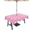 thumbnail image 1 of Outdoor Tablecloth with Umbrella Hole and Zipper, Pink Christmas Rectangle Table Cloth 60x84 Inch Waterproof Tablecloth, Modern Winter Xmas White Snowflakes Picnic Table Cover for Patio Camping, 1 of 7