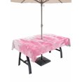thumbnail image 1 of Outdoor Tablecloth with Umbrella Hole and Zipper, Pink Christmas Rectangle Table Cloth 60x84 Inch Waterproof Tablecloth, Winter Snowflake Abstract Forest Tree Picnic Table Cover for Patio Camping, 1 of 7