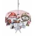 thumbnail image 1 of Outdoor Tablecloth with Umbrella Hole and Zipper, Pink Christmas Round Table Cloth 60 Inch Waterproof Tablecloth, Gnomes Xmas Tree Snowflake Gifts Picnic Table Cover for Patio Camping, 1 of 7