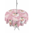 thumbnail image 1 of Outdoor Tablecloth with Umbrella Hole and Zipper, Pink Christmas Round Table Cloth 60 Inch Waterproof Tablecloth, Santa Xmas Tree Snowflake Winter Farmhouse Picnic Table Cover for Patio Camping, 1 of 7