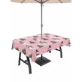 thumbnail image 1 of Outdoor Tablecloth with Umbrella Hole and Zipper, Pink Christmas Snowman Rectangle Table Cloth 60x102 Inch Waterproof Tablecloth, Winter Snowflakes Xmas Tree Forest Picnic Table Cover for Patio, 1 of 7