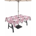 thumbnail image 1 of Outdoor Tablecloth with Umbrella Hole and Zipper, Pink Christmas Snowman Rectangle Table Cloth 60x102 Inch Waterproof Tablecloth, Winter Xmas Snowflake Cute Picnic Table Cover for Patio Camping, 1 of 7