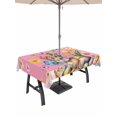 thumbnail image 1 of Outdoor Tablecloth with Umbrella Hole and Zipper, Pink Easter Bunny Rectangle Table Cloth 60x102 Inch Waterproof Tablecloth, Spring Tulip Floral Easter Eggs Plaid Picnic Table Cover for Patio Camping, 1 of 7