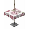 thumbnail image 1 of Outdoor Tablecloth with Umbrella Hole and Zipper, Pink Floral Square Table Cloth 60x60 Inch Waterproof Tablecloth, Spring Summer Modern Flower Leaf Picnic Table Cover for Patio Camping, 1 of 7