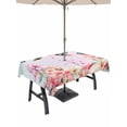 thumbnail image 1 of Outdoor Tablecloth with Umbrella Hole and Zipper, Pink Flower Rectangle Table Cloth 54x80 Inch Waterproof Tablecloth, Spring Floral Elegant Butterflies Birds Farmhouse Picnic Table Cover for Patio, 1 of 7