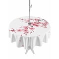 thumbnail image 1 of Outdoor Tablecloth with Umbrella Hole Zipper Pink Flower Round Tablecloth 60" Waterproof Outside Table Cloth Spring Summer Botanical Floral Branches Patio Table Cover Tablecloths for Picnic Party, 1 of 8