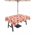 thumbnail image 1 of Outdoor Tablecloth with Umbrella Hole and Zipper, Pink Flowers Rectangle Table Cloth 60x120 Inch Waterproof Tablecloth, Pastoral Floral Leaves Botanical Rustic Picnic Table Cover for Patio Camping, 1 of 7