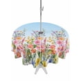 thumbnail image 1 of Outdoor Tablecloth with Umbrella Hole Zipper Pink Flowers Round Tablecloth 54" Waterproof Outside Table Cloth Spring Floral Daisy Pastoral Botanical Sky Blue Patio Table Cover Tablecloths for Picnic, 1 of 8