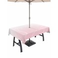 thumbnail image 1 of Outdoor Tablecloth with Umbrella Hole and Zipper, Pink Geometric Rectangle Table Cloth 52x70 Inch Waterproof Tablecloth, Modern White Stripe Abstract Distortion Art Picnic Table Cover for Patio, 1 of 7