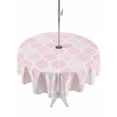 thumbnail image 1 of Outdoor Tablecloth with Umbrella Hole and Zipper, Pink Geometric Round Table Cloth 60 Inch Waterproof Tablecloth, Morocco Modern Simple Abstract Aesthetic Picnic Table Cover for Patio Camping, 1 of 7