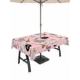 thumbnail image 1 of Outdoor Tablecloth with Umbrella Hole and Zipper, Pink Halloween Rectangle Table Cloth 60x120 Inch Waterproof Tablecloth, Cat Bat Ghost Pumpkins Picnic Table Cover for Patio Camping, 1 of 7