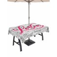 thumbnail image 1 of Outdoor Tablecloth with Umbrella Hole and Zipper, Pink Love Rectangle Table Cloth 60x84 Inch Waterproof Tablecloth, Valentine's Day Postmark Mails Retro Gray Picnic Table Cover for Patio Camping, 1 of 7