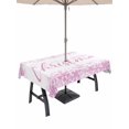 thumbnail image 1 of Outdoor Tablecloth with Umbrella Hole and Zipper, Pink Merry Christmas Rectangle Table Cloth 54x80 Inch Waterproof Tablecloth, Winter Snowflake Xmas Aesthetic Picnic Table Cover for Patio Camping, 1 of 7
