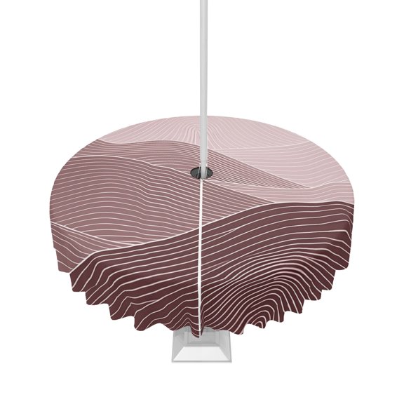 Outdoor Tablecloth with Umbrella Hole and Zipper Pink Mountain Ridges Round Tablecloths 60 Inch Waterproof Topographic Lines Peaks Patio Table Cover for Outdoor Tables Picnic BBQS Party Decor